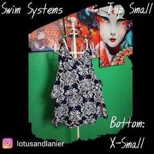 Swim Systems Navy/ White Tankini Bikini Top Small / Bottom X-Small